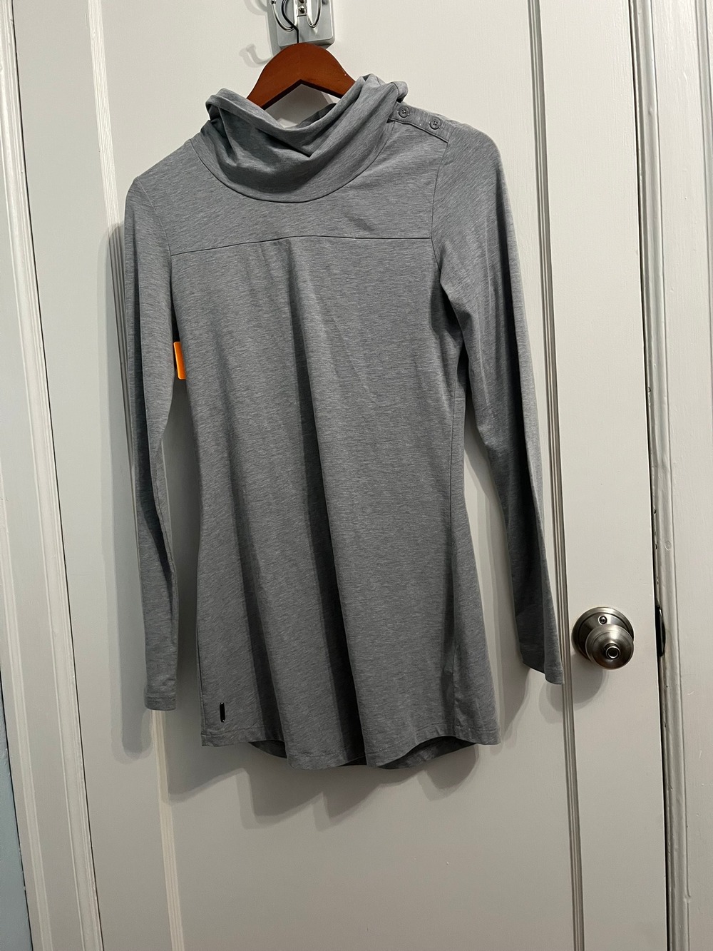 Lolë Principle Tunic Cowl Neck Heather Grey Long Sleeve Organic Cotton S